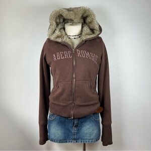 Abercrombie Brown Hoodie with Faux Fur Hood